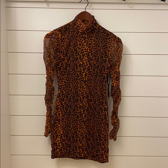 H:OURS ARNA MINI DRESS IN LEOPARD Revolve Sz: S - Picture 2 of 7